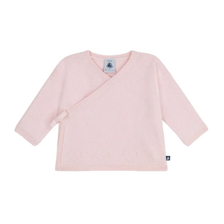 Pink Pointelle Hearts Crossover Cardigan