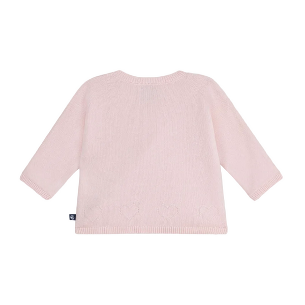 Pink Pointelle Hearts Crossover Cardigan