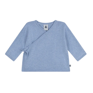 Blue Pointelle Hearts Crossover Cardigan