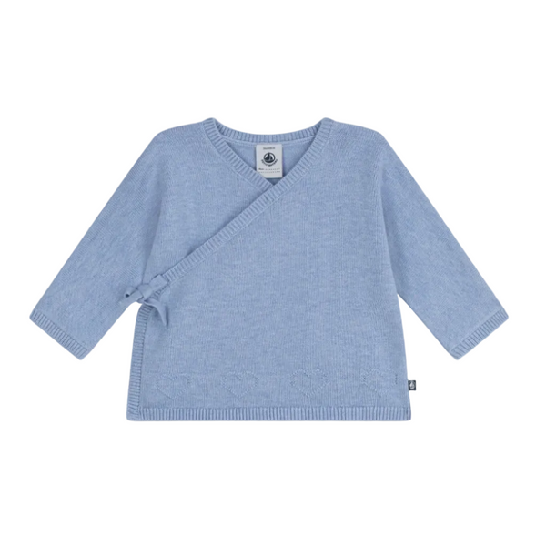 Blue Pointelle Hearts Crossover Cardigan