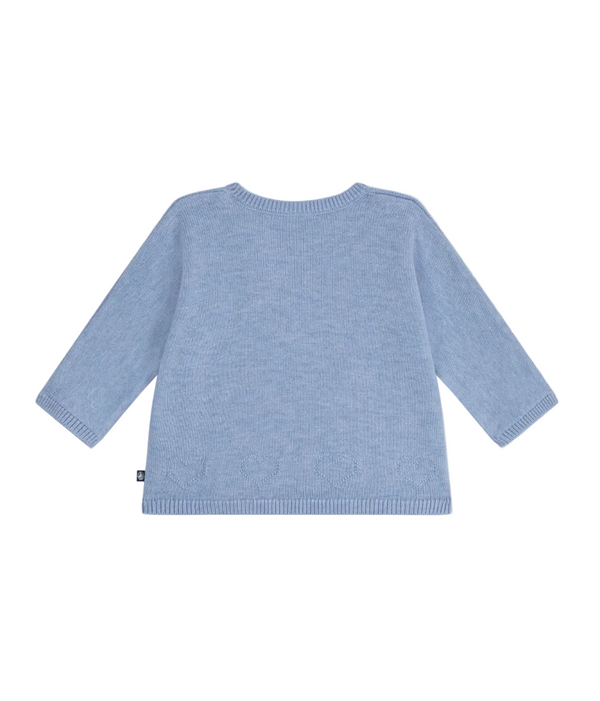 Blue Pointelle Hearts Crossover Cardigan