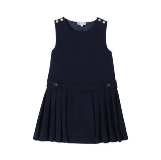 Navy Simone Pinafore Pleated Dress