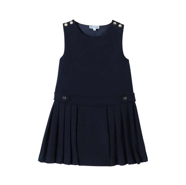 Navy Simone Pinafore Pleated Dress