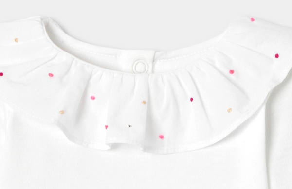 White Flora Ruffle Collar Onesie