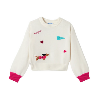 White Vibrato Doggy Sweater