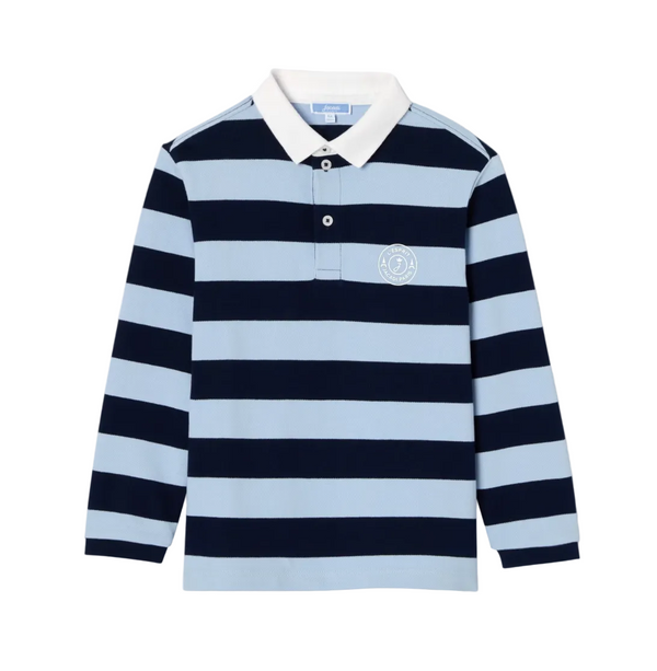 Blue Silence Striped Long Sleeve Polo