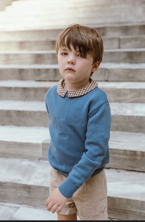 Blue Embroidered Sweater