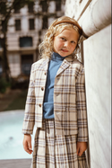 Beige and Blue Plaid Blazer