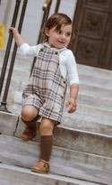 Baby Beige and Blue Plaid Overalls