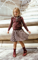 Burgundy Plaid Circle Skirt