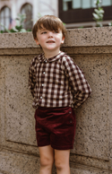 Burgundy Gingham Plaid Shirt