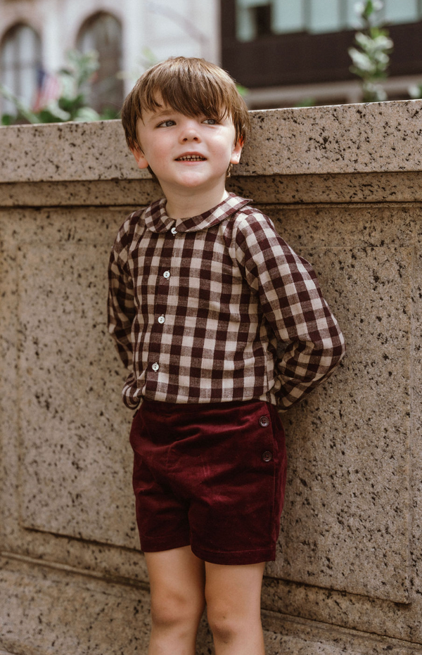 Burgundy Gingham Plaid Shirt