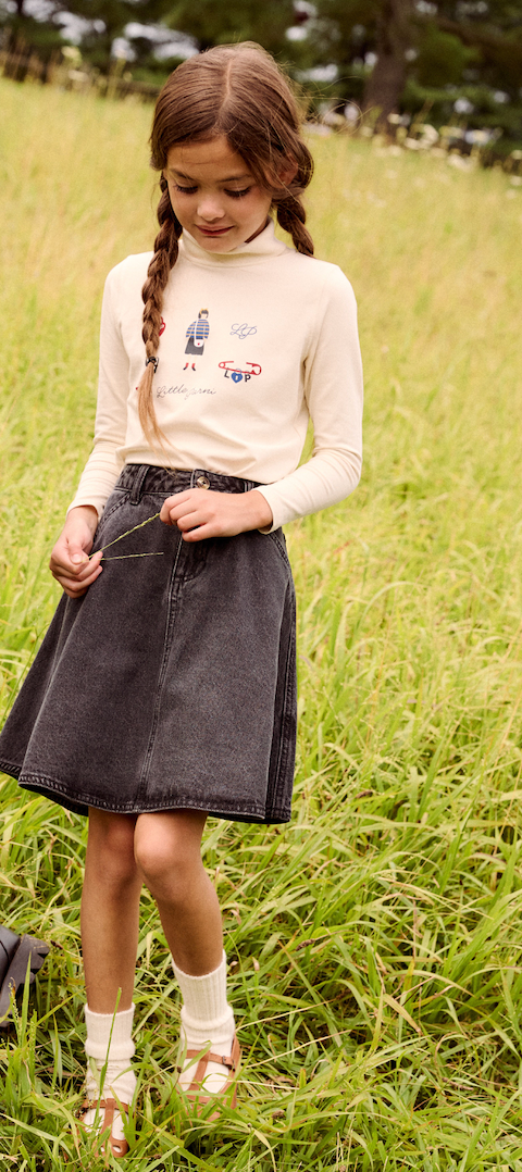 Ivory Graphic Printed Turtleneck