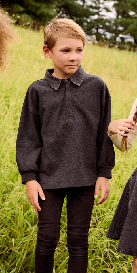 Black Denim Polo
