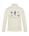 Ivory Graphic Printed Turtleneck