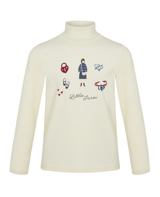 Ivory Graphic Printed Turtleneck