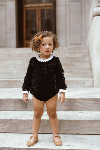 Black Velvet Collar Romper
