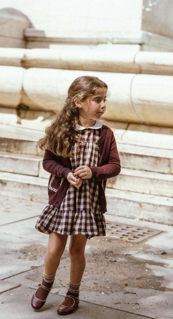 Burgundy Ruffle Trim Knit Cardigan