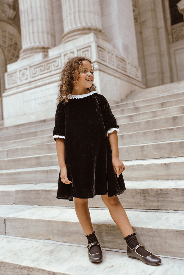 Black Velvet Collar Dress