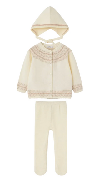 Cream Embroidered Knit Set