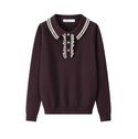 Burgundy Ruffle Collar Sweater