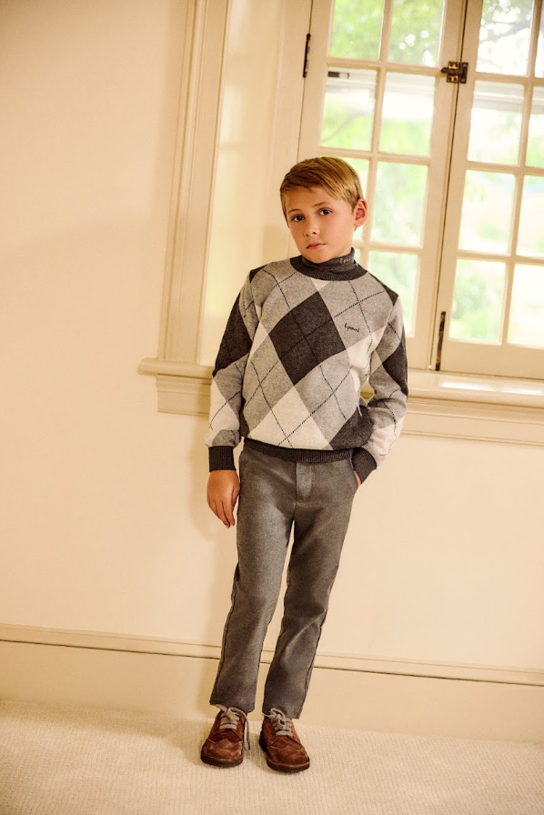 Grey Argyle Sweater