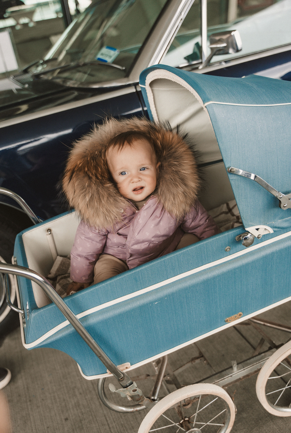 Baby Pale Mauve Floral Print Wrap Coat