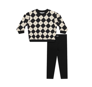 Black Argyle Sweatshirt and Leggings Set