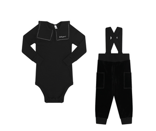 Black Velour Onesie and Overall Set