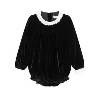 Black Velvet Collar Romper