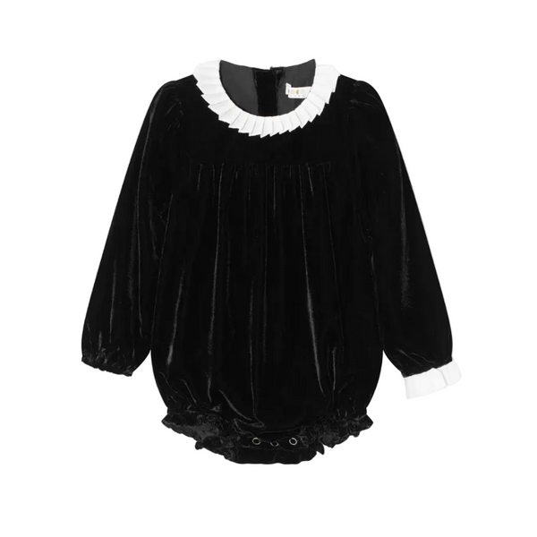 Black Velvet Collar Romper