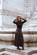 Teen Black and White Polka Dot Pleated Skirt