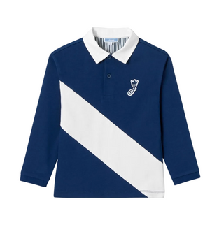 Blue and White Vestiaire Long Sleeve Polo