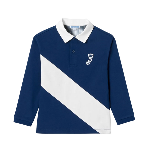 Blue and White Vestiaire Long Sleeve Polo