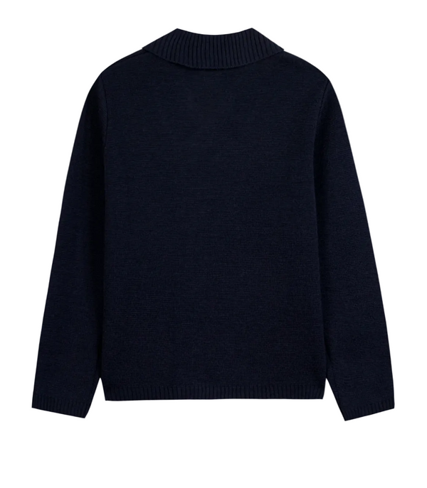 Boys Navy Knit Double Breasted Cardigan