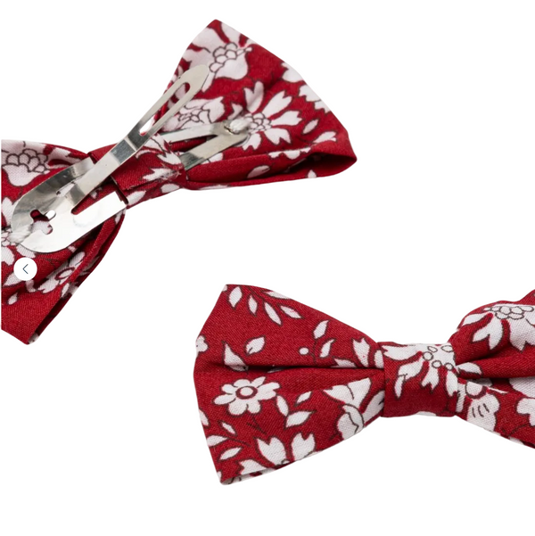 Red and White Beline Bow Hair Clips