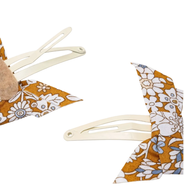Yellow Bisou Bow Hair Clips