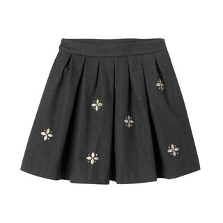 Slate Grey Elliot Embroidered Detail Skirt
