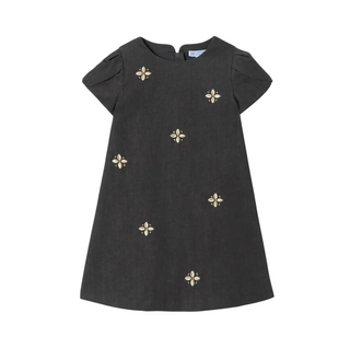 Slate Grey Eloise Embroidered Detail Dress