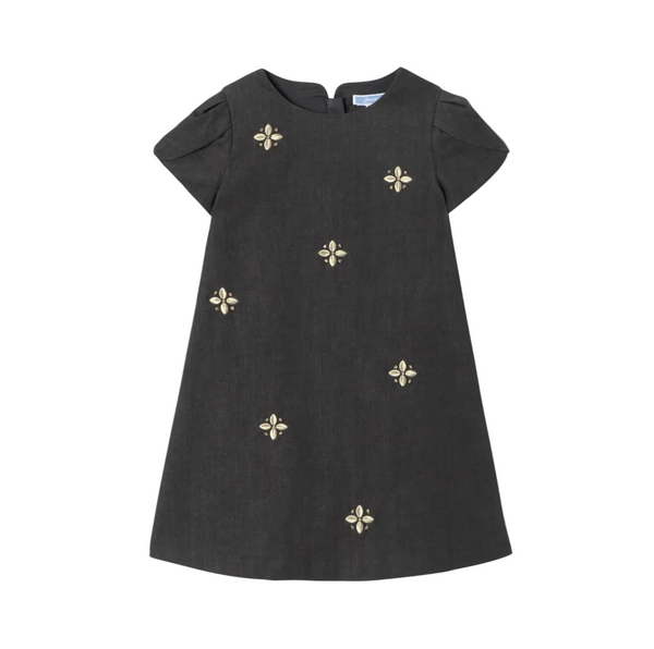 Slate Grey Eloise Embroidered Detail Dress