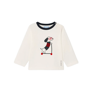 White Libellule Dog On Scooter Tee