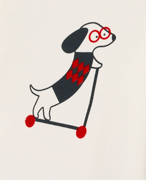 White Libellule Dog On Scooter Tee