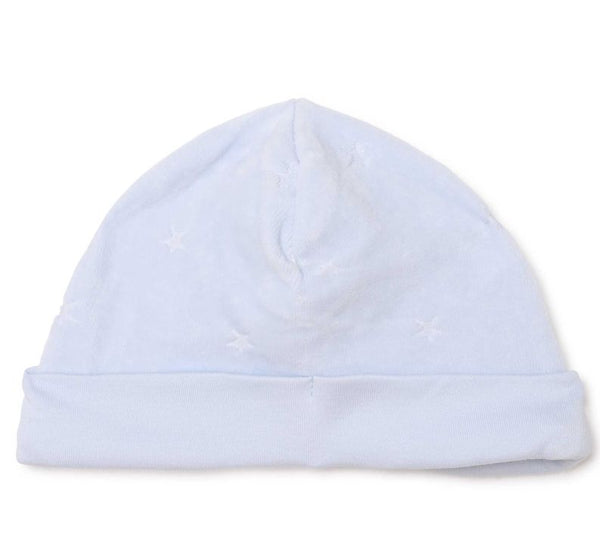Pale Blue Star Jacquard Pattern Side Snap Footie