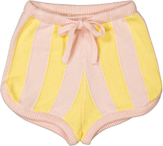 Yellow and Pink Iris Stripe Knit Shorts