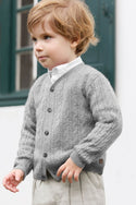 Heather Gray Baby Cableknit Cardigan