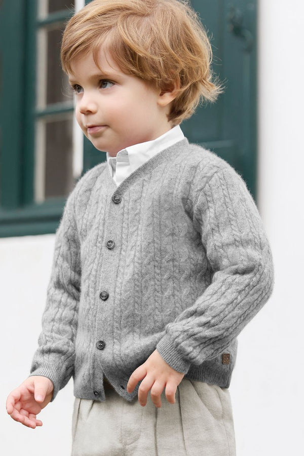 Heather Gray Baby Cableknit Cardigan