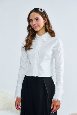 White with Lace Collar Blouse