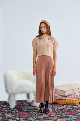 Dusty Rose Pleated Maxi Skirt