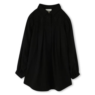 Black Chevron Collared Flowy Dress