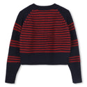 Navy and Red Knit Striped Sweater
